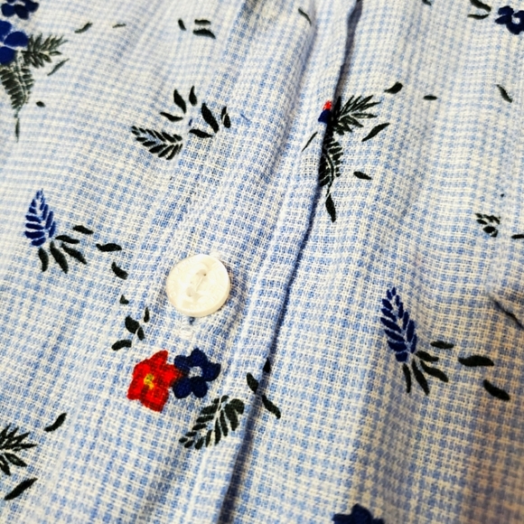 NZA New Zealand Auckland Plaid Floral Button Down Shirt. Blue, White. Men L. - Picture 10 of 11